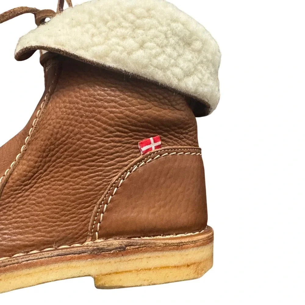 Duckfeet Arhus Leather Boot Women 10 Brown NWT Wool Lined Crepe Sole